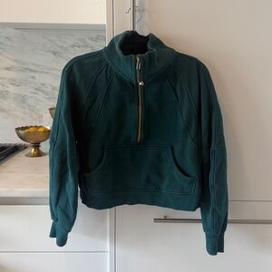 Lululemon Teal Cropped Half Zip Sweatshirt XS/S Funnel Neck Pullover Athleisure